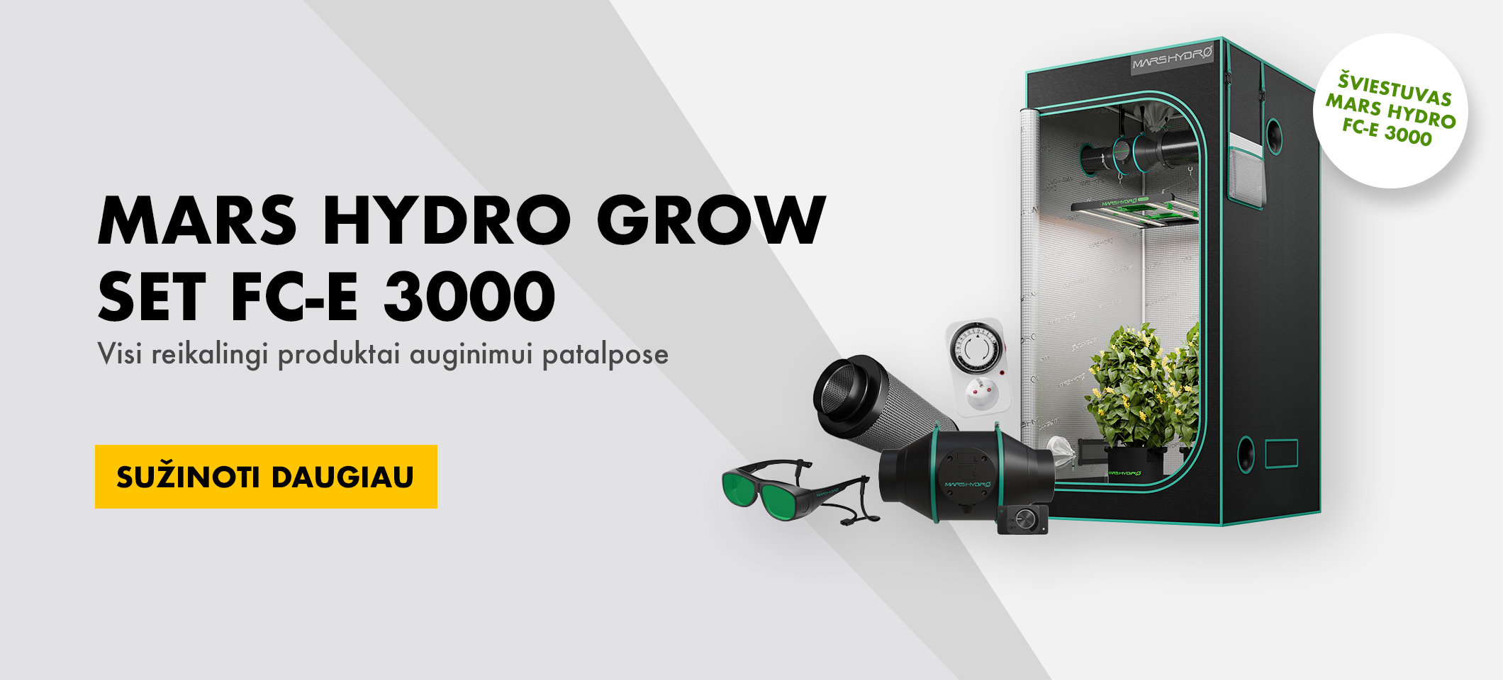 Pilnas Mars Hydro Grow FC-E 3000 rinkinys